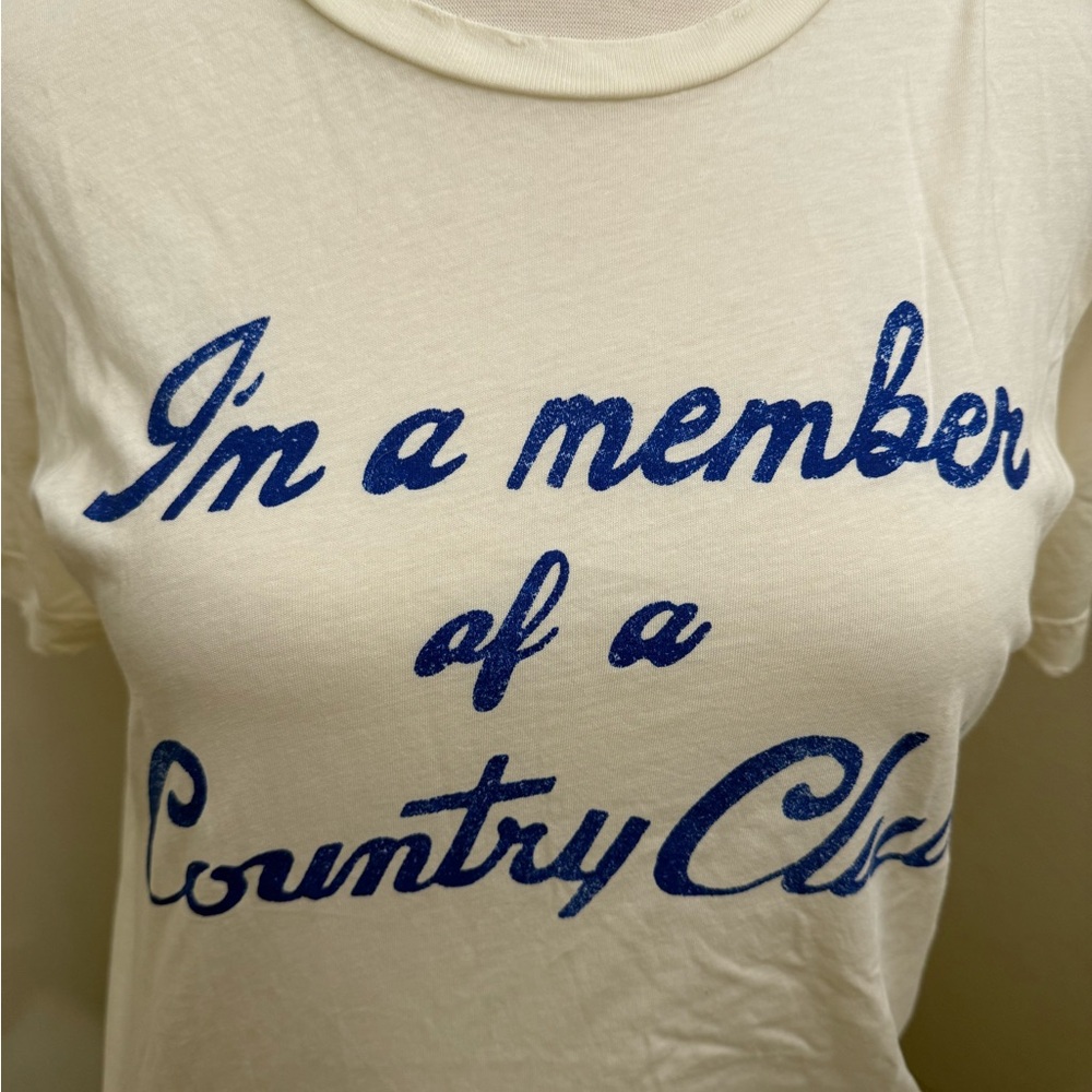 Midnight Rider Cream Short Sleeve Tee with Blue Script - Picture 4 of 7